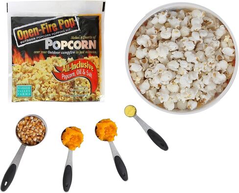 Campfire Popcorn Popper With Kit - The Original Whirley Pop Open Fire Outdoor Popper, Wabash Valley Farms Camping Popcorn Popper, Campfire Popcorn Maker With One Outdoor Popcorn Popping Kit (Aluminum) in Kuwait