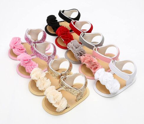 GAISUMMI Baby Girls Summer Sandals Infant Flower Bowsknot Flats Newborn Soft Sole Slippers Open Toe Sparkly Premium Outdoor Toddler First Walking Beach Shoes in Saudi Arabia
