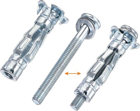 uxcell M5x37mm مسامير جدار محرك مجوفة من الفولاذ المطلي بالزنك للجدران الجافة والجص والبلاط 20 قطعة in Kuwait