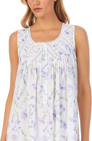 Eileen West Cotton Lawn Sleeveless Ballet Gown for Women - Pure Cotton Construction - Ribbon-Beaded Edge Lace in Saudi Arabia