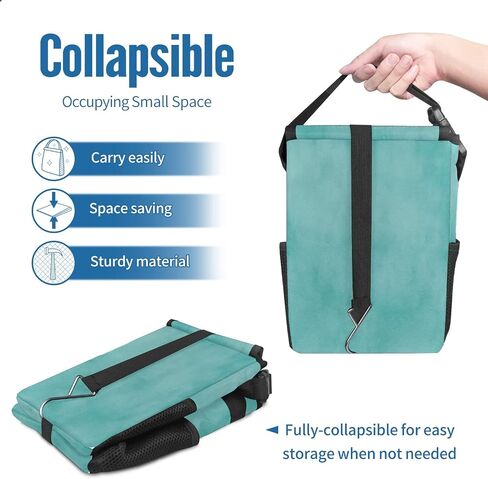Car Trash Can Retro Mint Green Small Auto Garbage Can Bag with Lid Hanging Collapsible Waterproof Trash Bin Cantainer for SUV Sedan Truck Cute Car Accessories in Saudi Arabia