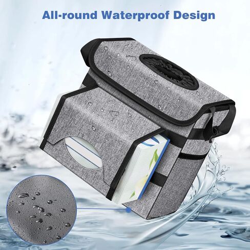 CaseBot Car Trash Can with 2 Removable Leak-Proof Interior Liners, Waterproof Car Garbage Can with Adjustable Tissue Holder and Storage Pockets (Gray) in Kuwait