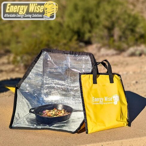 فرن شمسي ممتاز من Energy Wise، طباخ شمسي محمول في الهواء الطلق وفرن تخييم، معزز وقابل للطي مع قضبان دعم، حقيبة حمل ودليل كامل للطهي في الهواء الطلق مع وصفات التخييم الشمسية للمبتدئين in Saudi Arabia