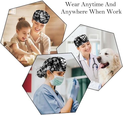 قطعتان من قبعات العمل القابلة للتعديل، قبعات فرك منتفخة ملونة مجردة، قبعات نسائية ذات شعر طويل in Kuwait