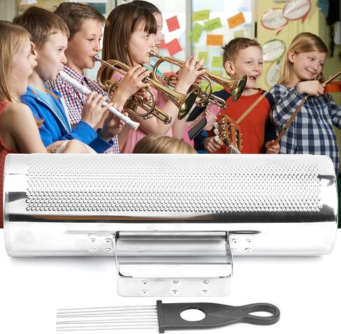 Guiro Shaker, Aluminum Guiro Instrument with Scraper Orff Percussion Instrument Shaker Musical Instruments Band Accompaniment Sand Hammer, 4x12in in Saudi Arabia