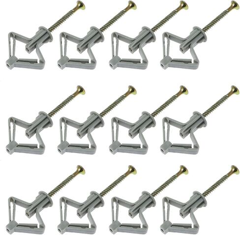 RLECS 12pcs Hollow Wall Anchors with Self Drilling Screws Drywall Anchor Kits for Gypsum Board Fiberboard, Grey in Saudi Arabia