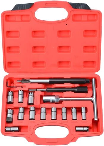 أداة تنظيف قاطعة مقعد حاقن الديزل 17 قطعة من Prokomon، أداة إزالة إصلاح المخرطة المسطحة، متوافقة مع BMW Mercedes-Benz Renault Ford in Kuwait