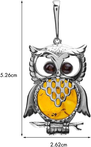 Ian and Valeri Co. Multicolor Amber Sterling Silver Owl Pendant in Saudi Arabia