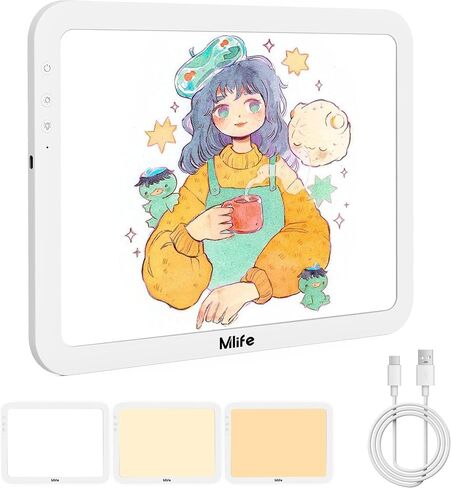 Mlife A4 Rechargeable Tracing Light Pad,Stepless dimming,Six Brightness Settings Up to 8860 Lumens,Cordless and Portable Drawing Light Board for Tracing,Weeding Vinyl,Sketching,Diamond Art(White) in Saudi Arabia