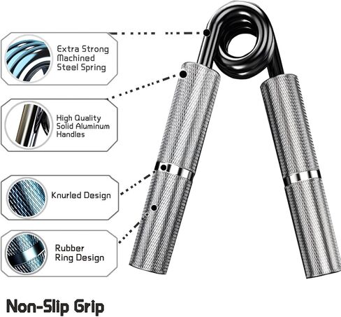 TIT COOPOPE Hand Grip Strength Trainer Wrist Strengthener - Resistance from 50-350LB Metal Hand Grip Strengthener Exerciser for Hand,and Fingers,Silver Stainless Steel in Saudi Arabia