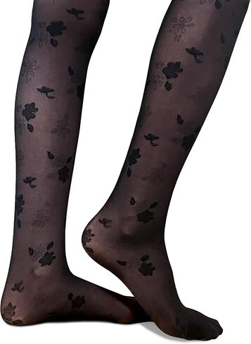 Girls Tights With All Over Floral Design. Sheer Pantyhose with Reinforced Toes and Top in Saudi Arabia