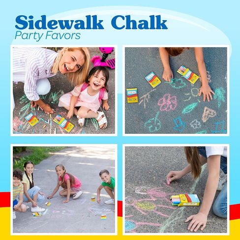 4E's Novelty Mini Chalk Sets (24 Boxes) Sidewalk Chalk Party Favors Bulk Individual Packs, 12 Blackboard Chalk Sticks Non-Toxic Classroom Prize Toy Toddler Kids Summer Basket Stuffers in Saudi Arabia