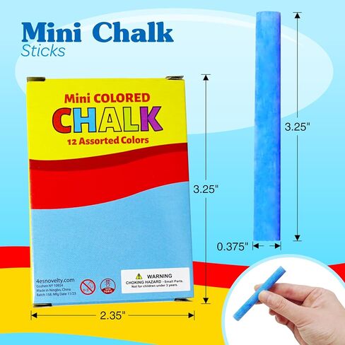 4E's Novelty Mini Chalk Sets (24 Boxes) Sidewalk Chalk Party Favors Bulk Individual Packs, 12 Blackboard Chalk Sticks Non-Toxic Classroom Prize Toy Toddler Kids Summer Basket Stuffers in Saudi Arabia