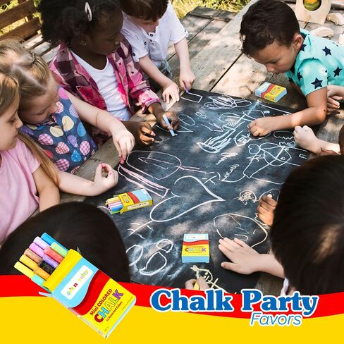 4E's Novelty Mini Chalk Sets (24 Boxes) Sidewalk Chalk Party Favors Bulk Individual Packs, 12 Blackboard Chalk Sticks Non-Toxic Classroom Prize Toy Toddler Kids Summer Basket Stuffers in Saudi Arabia