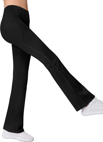 MIRITY Girls Bootcut Yoga Pants with Pockets - High Waist Flare Workout Dance Leggings for Teen Girls (Pack of 3) in Saudi Arabia