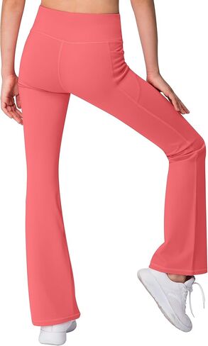 MIRITY Girls Bootcut Yoga Pants with Pockets - High Waist Flare Workout Dance Leggings for Teen Girls (Pack of 3) in Saudi Arabia