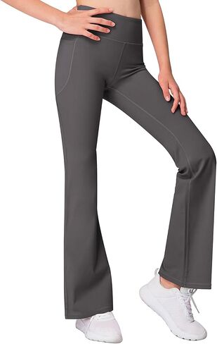 MIRITY Girls Bootcut Yoga Pants with Pockets - High Waist Flare Workout Dance Leggings for Teen Girls (Pack of 3) in Saudi Arabia