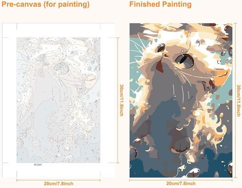 MAXBYE Cute Cat Paint by Numbers Kit for Adults, Paint by Numbers on Canvas with Frame, DIY Swimming Kitty Painting Crafts for Gift Home Wall Decor 8x12inch in Saudi Arabia