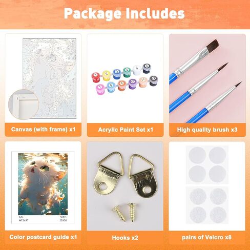 MAXBYE Cute Cat Paint by Numbers Kit for Adults, Paint by Numbers on Canvas with Frame, DIY Swimming Kitty Painting Crafts for Gift Home Wall Decor 8x12inch in Saudi Arabia