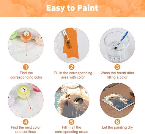 MAXBYE Cute Cat Paint by Numbers Kit for Adults, Paint by Numbers on Canvas with Frame, DIY Swimming Kitty Painting Crafts for Gift Home Wall Decor 8x12inch in Saudi Arabia