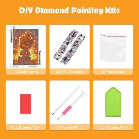 MOBDEA Groot الماس مجموعات الطلاء للبالغين 5D الكرتون الماس طقم الفن للمبتدئين، الطلاء DIY مع جولة الحفر الكامل الماس لوحات جوهرة الفن للمنزل جدار ديكور هدية 12X16 بوصة in Kuwait