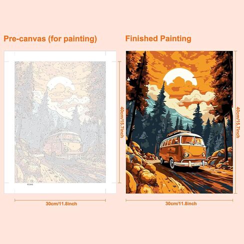 MAXBYE Touring Bus Paint by Numbers Kit for Adults with Frame, Beautiful Mountain View Crafts for Adults, DIY Acrylic Paint by Numbers Kits on Canvas for Gift Home Wall Decor 12x16inch in Saudi Arabia