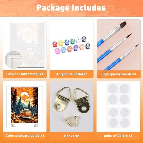 MAXBYE Touring Bus Paint by Numbers Kit for Adults with Frame, Beautiful Mountain View Crafts for Adults, DIY Acrylic Paint by Numbers Kits on Canvas for Gift Home Wall Decor 12x16inch in Saudi Arabia