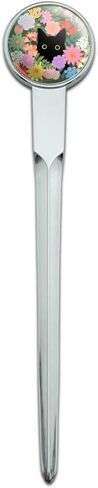 Black Cat Hiding in Spring Flowers Classic Chrome Plated Metal Envelope Letter Opener Slitter in Saudi Arabia