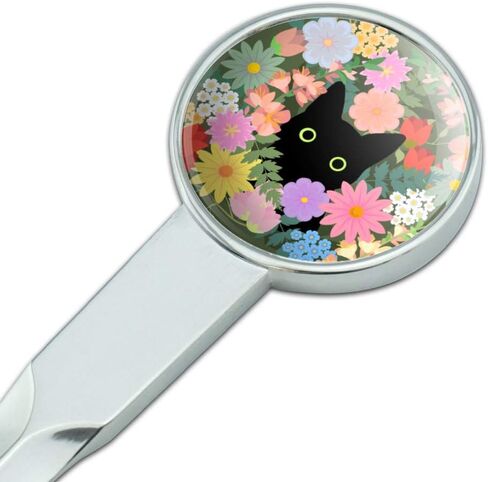 Black Cat Hiding in Spring Flowers Classic Chrome Plated Metal Envelope Letter Opener Slitter in Saudi Arabia