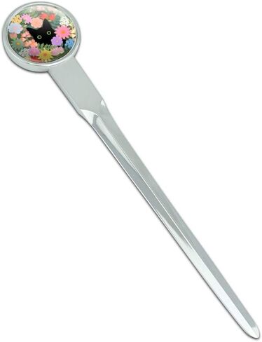 Black Cat Hiding in Spring Flowers Classic Chrome Plated Metal Envelope Letter Opener Slitter in Saudi Arabia