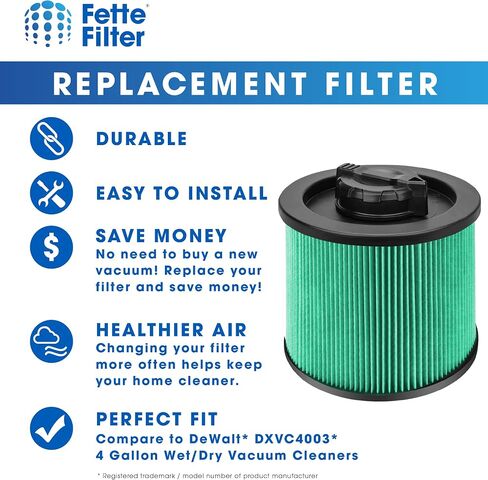 Fette Filter - 2 Pack DXVC4001 HEPA Filter Compatible with DEWALT DXV04T DXV05P DXV05S DXV08S DXV06G Wet Dry Shop Vacuums. Compare to Part# DXVC4001. in Saudi Arabia