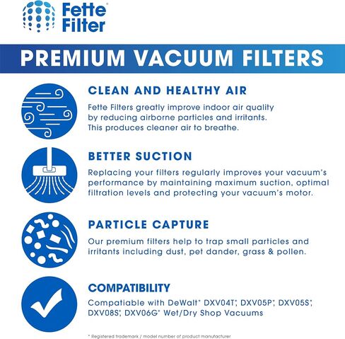 Fette Filter - 2 Pack DXVC4001 HEPA Filter Compatible with DEWALT DXV04T DXV05P DXV05S DXV08S DXV06G Wet Dry Shop Vacuums. Compare to Part# DXVC4001. in Saudi Arabia