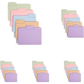 Smead SuperTab File Folder, Oversized 1/3-Cut Tab, Letter Size, Assorted Pastel Colors, 100 per Box (11961), Pack of 1 in Kuwait