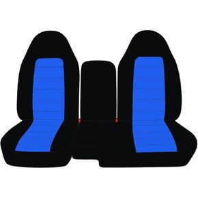 أغطية كاملة متوافقة مع أغطية مقاعد الشاحنة ذات اللونين من سلسلة Ford Ranger/Mazda B-Series 1998-2003 (مقعد مقسم 60/40) مع غطاء وحدة التحكم المركزية/مسند الذراع: أسود وفحمي مع حاملات أكواب in Kuwait