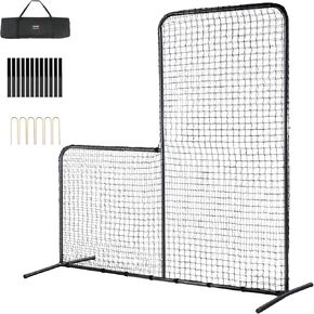 VEVOR L Screen Baseball for Batting Cage, 7x7 ft Baseball & Softball Safety Screen, Body Protector Portable Batting Screen with Carry Bag & Ground Stakes, Baseball Pitching Net for Pitchers Protection in Saudi Arabia