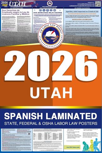 2023 Utah UT All in One Workplace Compliance & Labor Law Poster (Federal State & OSHA) English Laminated in Kuwait