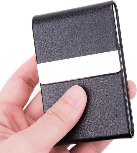 Business Card Holder, PU Leather Business Card Case, Name Card Holder for Men or Women (Black) in Saudi Arabia
