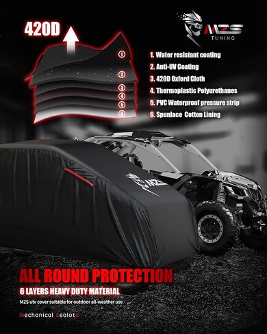 MZS X3 MAX Cover 4 Seater, UTV Cover Heavy Duty Waterproof Compatible with Maverick X3 MAX DS RS MR Turbo R 2017-2025, Fit up to 177 Inch All Weather Outdoor Protection Covers Accessories in Saudi Arabia