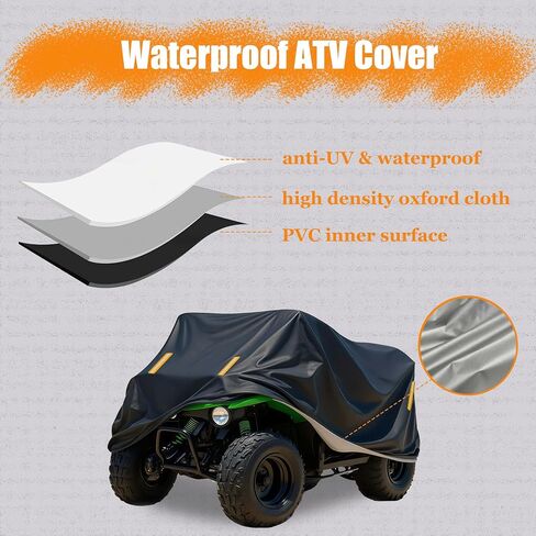 غطاء ATV خارجي لـ Kawasaki Brute Force 750 4x4i Limited غطاء دراجة رباعية لجميع الأحوال الجوية، أغطية دراجة نارية مقاومة للماء حماية من الأشعة فوق البنفسجية ضد الغبار والرياح مع شرائط عاكسة-KO85 in Kuwait