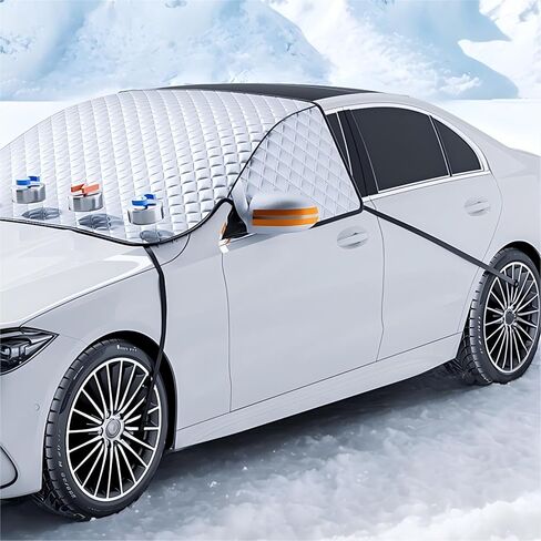 Car Windshield Cover for Ice and Snow, 4 Layers Ultra Thick Windshield Snow Cover with Side Mirror Cover Magnetic, Winter Frost Hail Protector for Most Car, SUV, Truck, Van, MPV (91x47 Inch) in Saudi Arabia