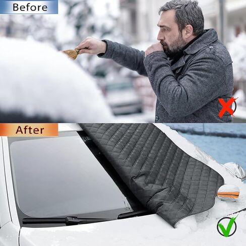 Car Windshield Cover for Ice and Snow, 4 Layers Ultra Thick Windshield Snow Cover with Side Mirror Cover Magnetic, Winter Frost Hail Protector for Most Car, SUV, Truck, Van, MPV (91x47 Inch) in Saudi Arabia
