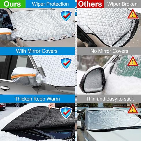 Car Windshield Cover for Ice and Snow, 4 Layers Ultra Thick Windshield Snow Cover with Side Mirror Cover Magnetic, Winter Frost Hail Protector for Most Car, SUV, Truck, Van, MPV (91x47 Inch) in Saudi Arabia