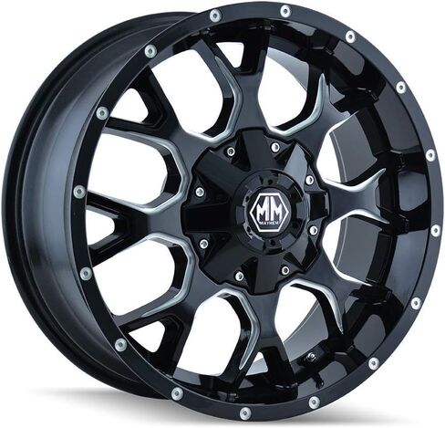 عجلة Mayhem Warrior 8015 سوداء مع قضبان مطحونة (17x9 بوصة/8x180 ملم) in Saudi Arabia