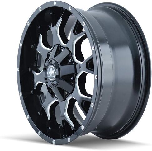 عجلة Mayhem Warrior 8015 سوداء مع قضبان مطحونة (17x9 بوصة/8x180 ملم) in Saudi Arabia