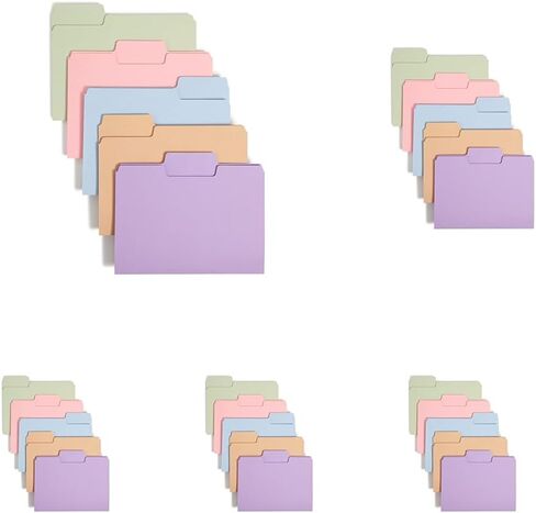 Smead SuperTab File Folder, Oversized 1/3-Cut Tab, Letter Size, Assorted Pastel Colors, 100 per Box (11961), Pack of 1 in Kuwait