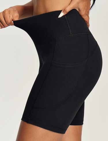 IUGA Biker Shorts Women 6" Workout Shorts Women with Pockets High Waisted Yoga Running Gym Spandex Compression Shorts in Saudi Arabia