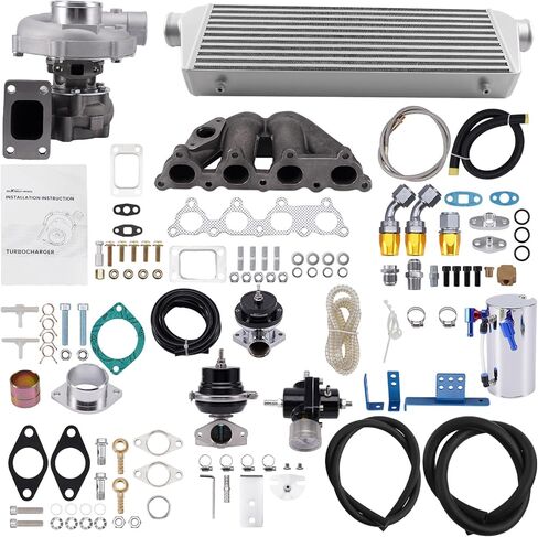maXpeedingrods T3 T4 Turbo Turbocharger Kit for Honda Civic 1992-2000 CRX 1988-1991 Del Sol 1993-1997 with Intercooler, Oil Feed Return Line, for Honda Civic D Series D15 D16 D15Z1 D16Z6 D16Y7 D16Y5 in Saudi Arabia