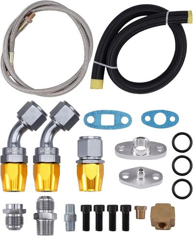 maXpeedingrods T3 T4 Turbo Turbocharger Kit for Honda Civic 1992-2000 CRX 1988-1991 Del Sol 1993-1997 with Intercooler, Oil Feed Return Line, for Honda Civic D Series D15 D16 D15Z1 D16Z6 D16Y7 D16Y5 in Saudi Arabia