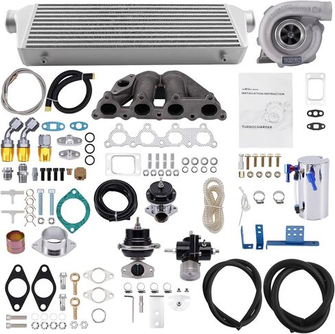 maXpeedingrods T3 T4 Turbo Turbocharger Kit for Honda Civic 1992-2000 CRX 1988-1991 Del Sol 1993-1997 with Intercooler, Oil Feed Return Line, for Honda Civic D Series D15 D16 D15Z1 D16Z6 D16Y7 D16Y5 in Saudi Arabia