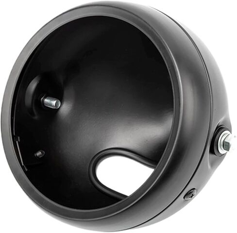 Bulbs 5.75 Inch Motorcycle Headlight Side Mount Round Headlight Housing Cover Headlamp Lighthouse Head Light Shell Fit For Harley Universal(Matte Black) in Kuwait